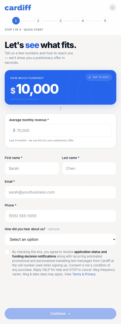Cardiff application, Quick Start